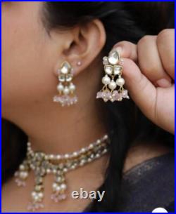 Bollywood Pearl Gold Tone Bridal Indian Fashion Jewelry Necklace Earring Set Bollywood Pearl Gold Tone Bridal Indian Fashion Jewelry Necklace Earring Set