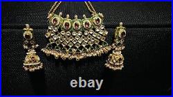 Bollywood Pearl Gold Tone Bridal Indian Fashion Jewelry Necklace Earring Set