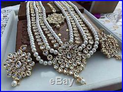 Bollywood Style Bridal Wedding Fashion Jewelry Kundan Pearl Necklace Set h614
