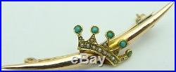 Boxed, antique 15 carat, yellow gold, Edwardian, pearl and turquoise set brooch