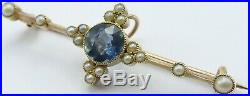 Boxed antique 15ct yellow gold Edwardian pearl and gem stone set brooch