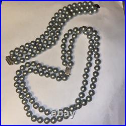 Bracelet And Choker Set Grey Majorca Faux Pearl Multiple Strand 14k White Gold Bracelet And Choker Set Grey Majorca Faux Pearl Multiple Strand 14k White Gold