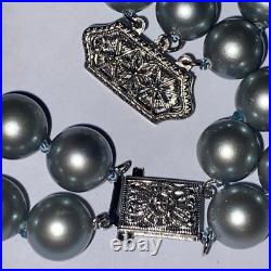 Bracelet And Choker Set Grey Majorca Faux Pearl Multiple Strand 14k White Gold Bracelet And Choker Set Grey Majorca Faux Pearl Multiple Strand 14k White Gold