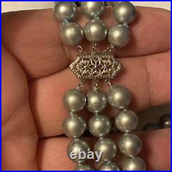 Bracelet And Choker Set Grey Majorca Faux Pearl Multiple Strand 14k White Gold Bracelet And Choker Set Grey Majorca Faux Pearl Multiple Strand 14k White Gold