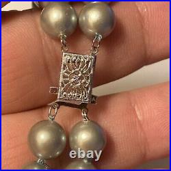 Bracelet And Choker Set Grey Majorca Faux Pearl Multiple Strand 14k White Gold Bracelet And Choker Set Grey Majorca Faux Pearl Multiple Strand 14k White Gold