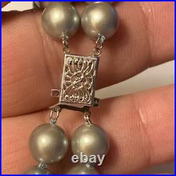 Bracelet And Choker Set Grey Majorca Faux Pearl Multiple Strand 14k White Gold Bracelet And Choker Set Grey Majorca Faux Pearl Multiple Strand 14k White Gold
