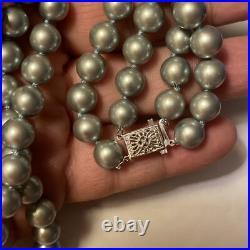 Bracelet And Choker Set Grey Majorca Faux Pearl Multiple Strand 14k White Gold Bracelet And Choker Set Grey Majorca Faux Pearl Multiple Strand 14k White Gold