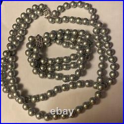 Bracelet And Choker Set Grey Majorca Faux Pearl Multiple Strand 14k White Gold Bracelet And Choker Set Grey Majorca Faux Pearl Multiple Strand 14k White Gold