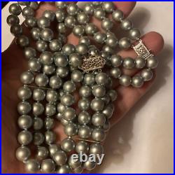 Bracelet And Choker Set Grey Majorca Faux Pearl Multiple Strand 14k White Gold Bracelet And Choker Set Grey Majorca Faux Pearl Multiple Strand 14k White Gold
