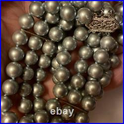 Bracelet And Choker Set Grey Majorca Faux Pearl Multiple Strand 14k White Gold Bracelet And Choker Set Grey Majorca Faux Pearl Multiple Strand 14k White Gold