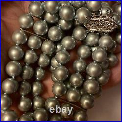 Bracelet And Choker Set Grey Majorca Faux Pearl Multiple Strand 14k White Gold Bracelet And Choker Set Grey Majorca Faux Pearl Multiple Strand 14k White Gold
