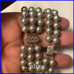 Bracelet And Choker Set Grey Majorca Faux Pearl Multiple Strand 14k White Gold Bracelet And Choker Set Grey Majorca Faux Pearl Multiple Strand 14k White Gold