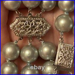 Bracelet And Choker Set Grey Majorca Faux Pearl Multiple Strand 14k White Gold Bracelet And Choker Set Grey Majorca Faux Pearl Multiple Strand 14k White Gold