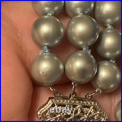 Bracelet And Choker Set Grey Majorca Faux Pearl Multiple Strand 14k White Gold Bracelet And Choker Set Grey Majorca Faux Pearl Multiple Strand 14k White Gold