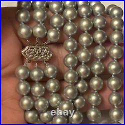 Bracelet And Choker Set Grey Majorca Faux Pearl Multiple Strand 14k White Gold Bracelet And Choker Set Grey Majorca Faux Pearl Multiple Strand 14k White Gold