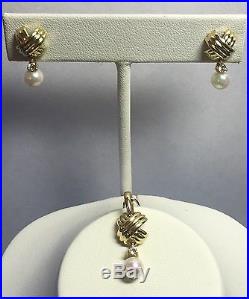 Brand New 18Kt Yellow Gold Genuine Diamond & Pearl Earrings & Pendant X Set