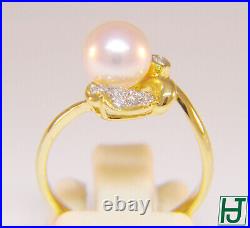 Brand New Pearl, Diamonds Earrings & Ring Set in 18k Yellow Gold