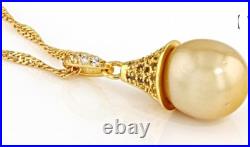 Brilliant South Sea Cultured Golden Pendant & Earrings Set, NIP