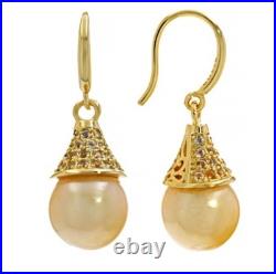 Brilliant South Sea Cultured Golden Pendant & Earrings Set, NIP