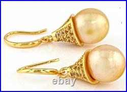 Brilliant South Sea Cultured Golden Pendant & Earrings Set, NIP