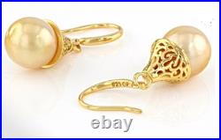 Brilliant South Sea Cultured Golden Pendant & Earrings Set, NIP