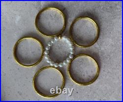 Budhagirl All Weather Gold Bangles (Set of 5) + White Pearl Mala Beaded Bracelet