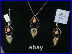 CC design Cameron Cohen 14K gold filed necklace & earring set drop gemstones