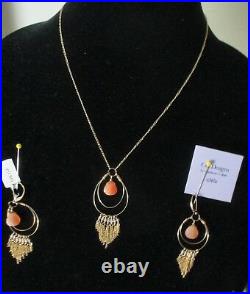 CC design Cameron Cohen 14K gold filed necklace & earring set drop gemstones