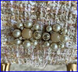 CHANEL 08A Gripoix Pearls Brooch Earrings Set 100% Authentic