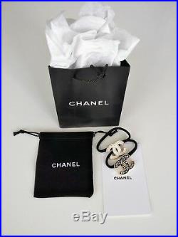 CHANEL Beaute Gift set of 2 Black /White Gold tone with faux pearls Hair Tie