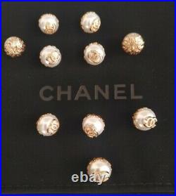 CHANEL Buttons Set of 10 Pearl/Gold Tone size 12MM
