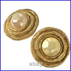 CHANEL Chanel earrings vintage pearl gold 2461 stamp set of 2