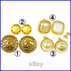 CHANEL Vintage CC Logos Imitation Pearl Earrings 4 Set France Authentic K08309f