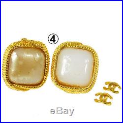 CHANEL Vintage CC Logos Imitation Pearl Earrings 4 Set France Authentic K08309f