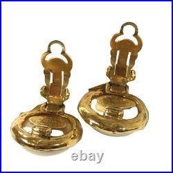 CHANEL earrings dangle pearl vintage gold 94A stamp set of 2