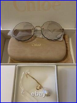 CHLOE ROSIE Pearl Flower 60mm Scalloped Sunglasses MSRP$590 Limited Edition SET