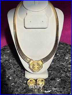 CHRISTIAN DIOR Necklace & Earrings Set with Faux Pearls & Crystal Baguettes