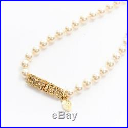 CHRISTIAN DIOR twisted faux pearl choker crystal bow pendant dual necklace set