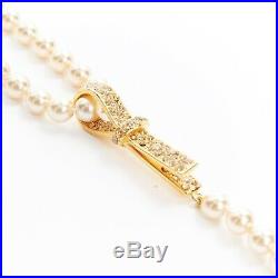 CHRISTIAN DIOR twisted faux pearl choker crystal bow pendant dual necklace set