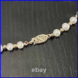 CI 14k Gold 5mm Pearl 18 Necklace 7 Bracelet Beaded Set 15.2 grams