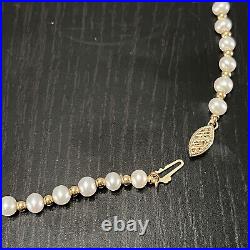 CI 14k Gold 5mm Pearl 18 Necklace 7 Bracelet Beaded Set 15.2 grams