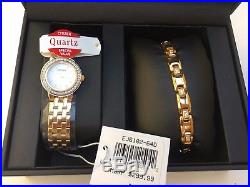 CITIZEN LADIES GOLD-TONE WATCH BOXED SET DIAMOND Model EJ6102-64D