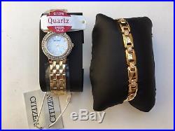 CITIZEN LADIES GOLD-TONE WATCH BOXED SET DIAMOND Model EJ6102-64D