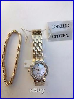 CITIZEN LADIES GOLD-TONE WATCH BOXED SET DIAMOND Model EJ6102-64D