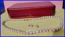 CP Pearl Necklace & Stud Earrings Jewelry Set 14K Gold Clasp Round Light Pink x3