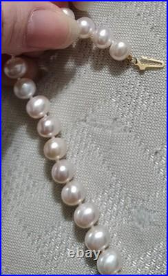 CP Pearl Necklace & Stud Earrings Jewelry Set 14K Gold Clasp Round Light Pink x3