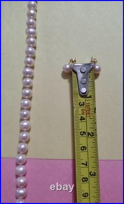 CP Pearl Necklace & Stud Earrings Jewelry Set 14K Gold Clasp Round Light Pink x3