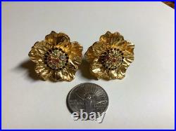 CRAFT Brand 12 Str. White Faux Pearl Gold Tone Flower Necklace & Earrings Set