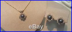 Certified Tahitian Pearl & Diamond Necklace & Earrings Set 2.60ctw 14K Gold