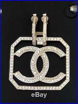 Chanel CC Crystal Pearl Necklace Earring + Brooch Matching Set 2017 Runway